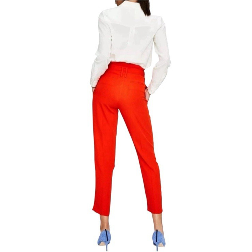 Boden Melina High Waist Paperbag Trouser Pants Size 10 R Poppy Red Preppy Office - Picture 6 of 15